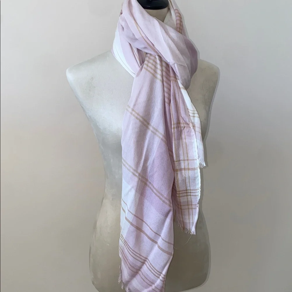 a new day Pink / lilac and White Striped Scarf